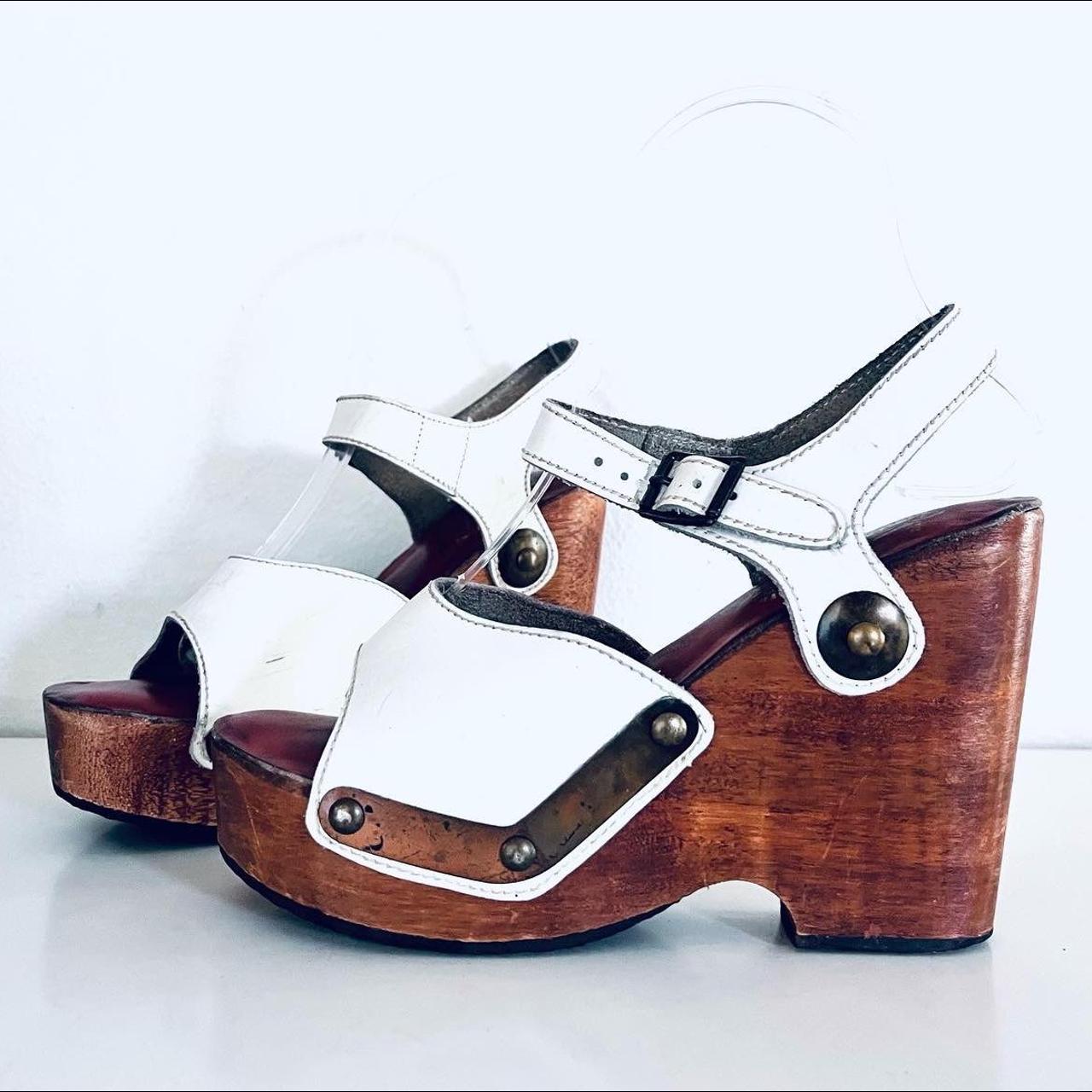 vintage bare-traps wood & leather platform sandals 70s – hong kong vintage