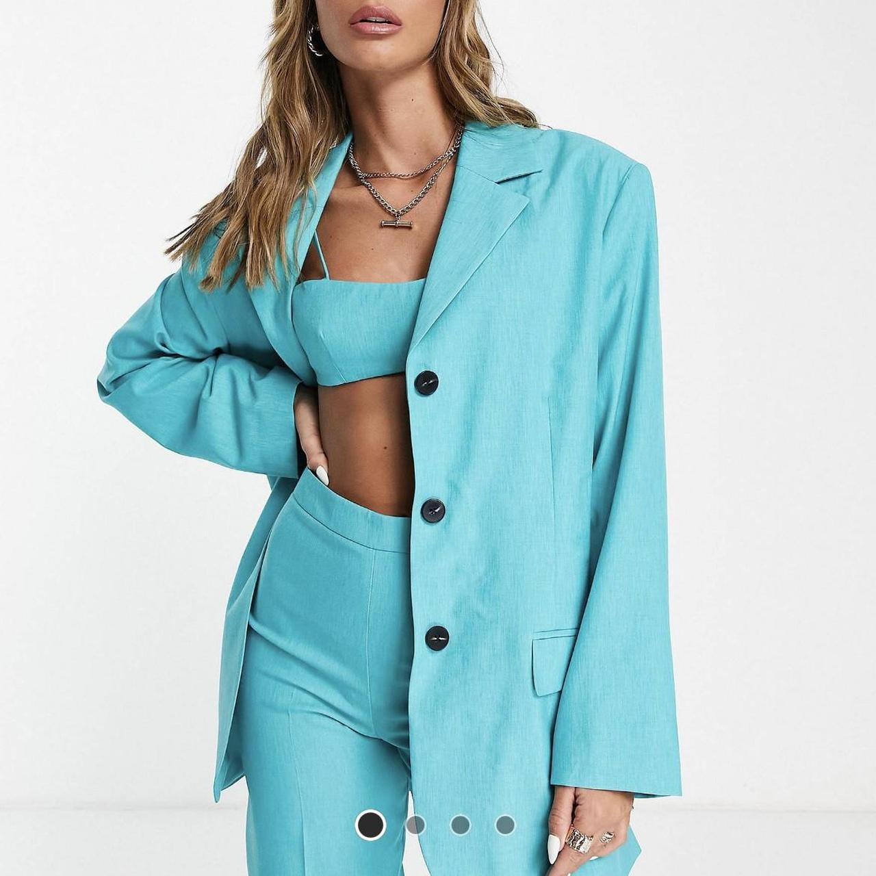 Topshop Women's Green and Blue Suit | Depop