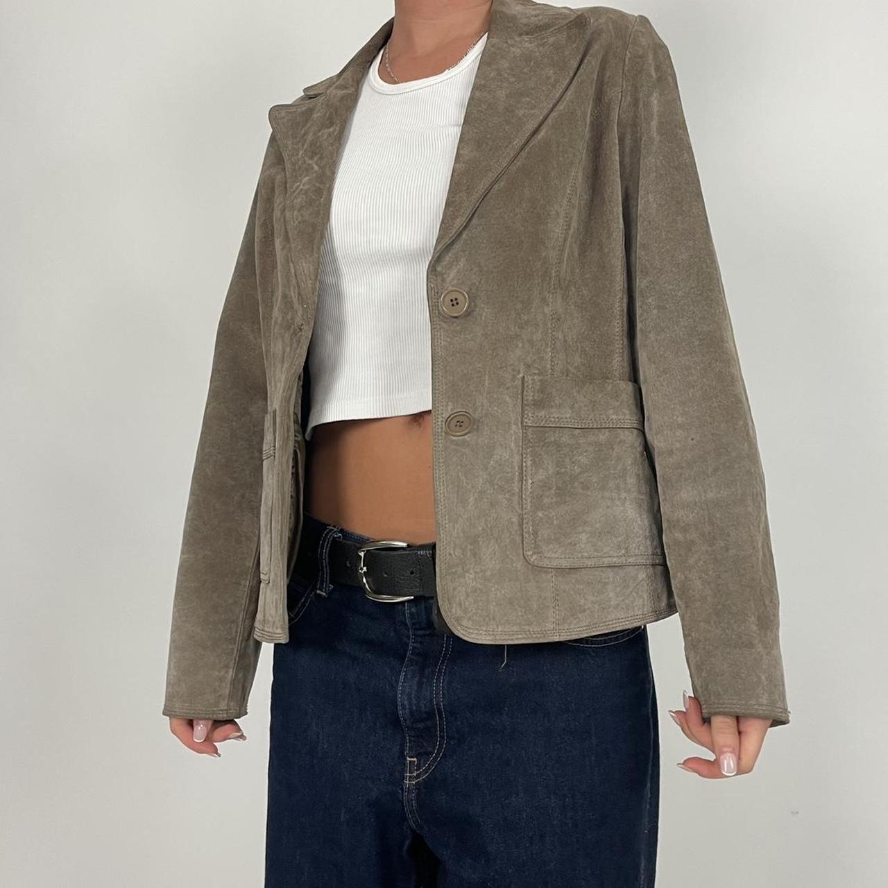 Light brown suede jacket seen on size 8 - Depop