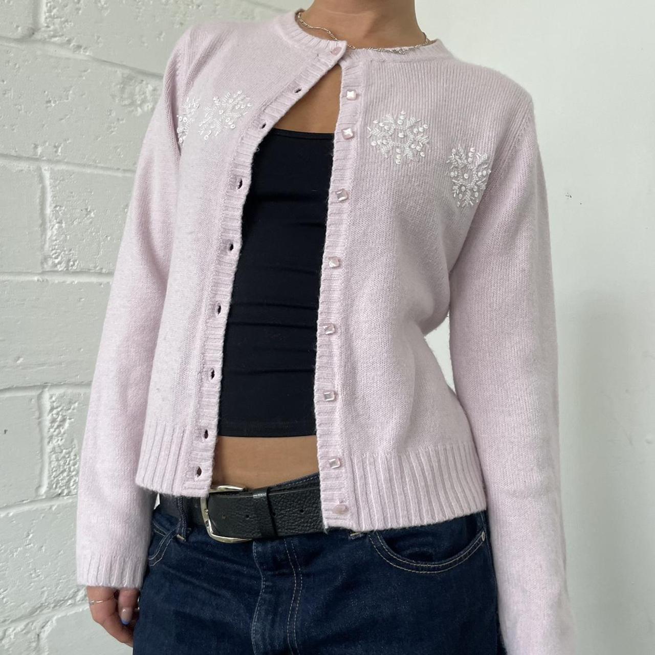 Cutest 00s baby pink cardigan from etam Seeen on... Depop