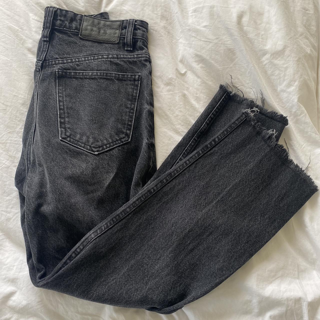 Black zara straight leg jeans. Raw hem. High waist... - Depop