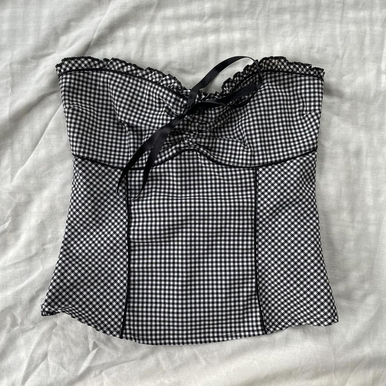 jane norman bandeau top, gingham pattern,