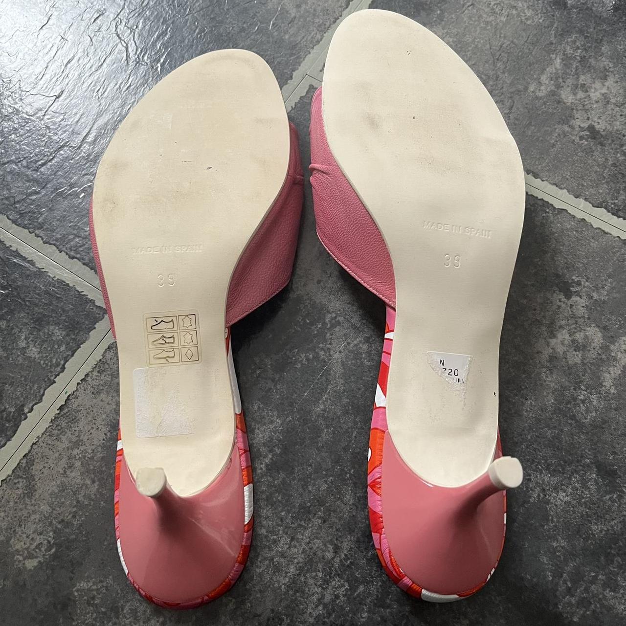 Y2K faith pink open toe kitten heel sandals Size:... - Depop