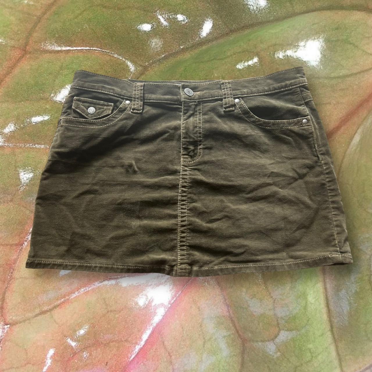 Green corduroy mini skirt ♡ waist 17... - Depop