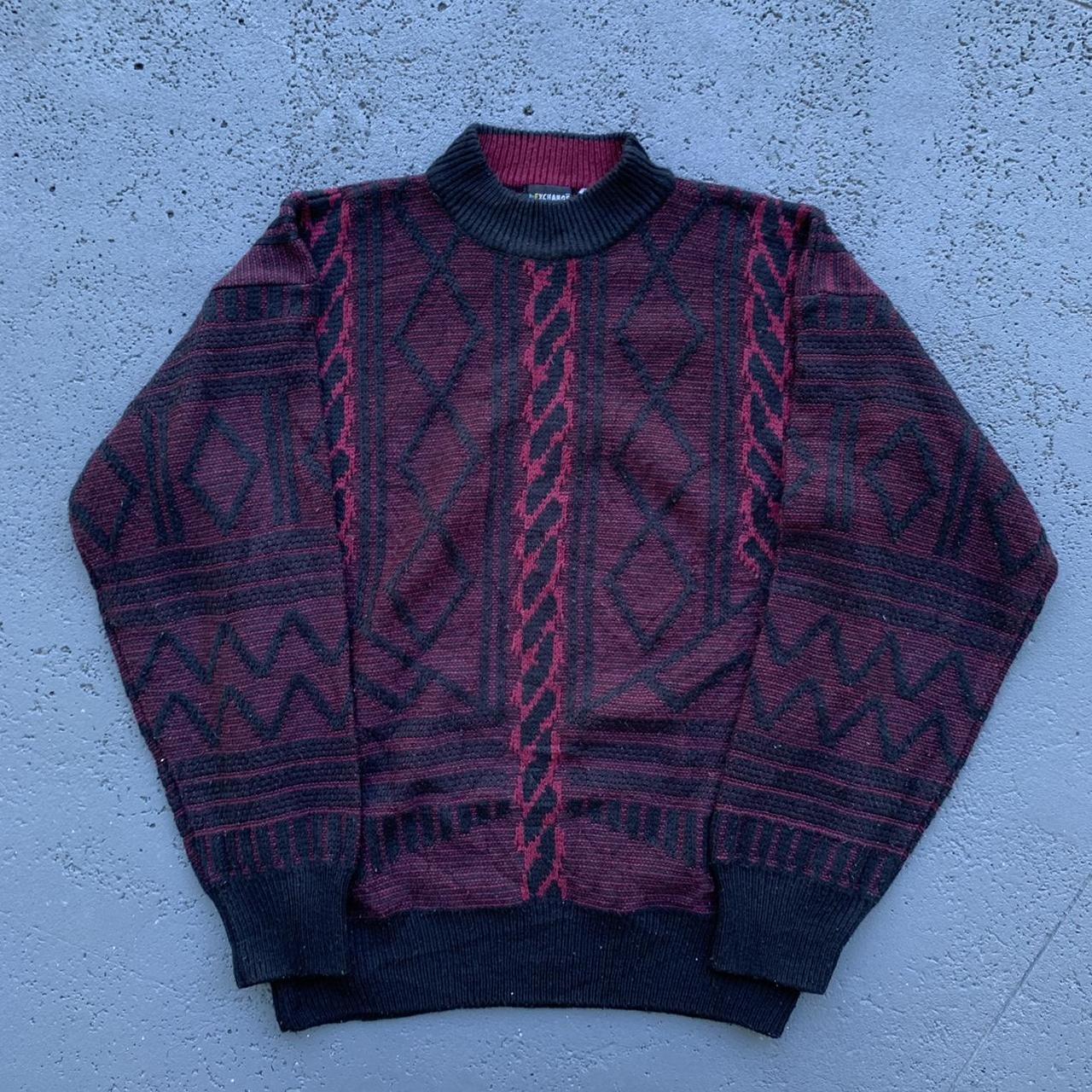 vintage acrylic grandpa sweater crewneck size large... - Depop