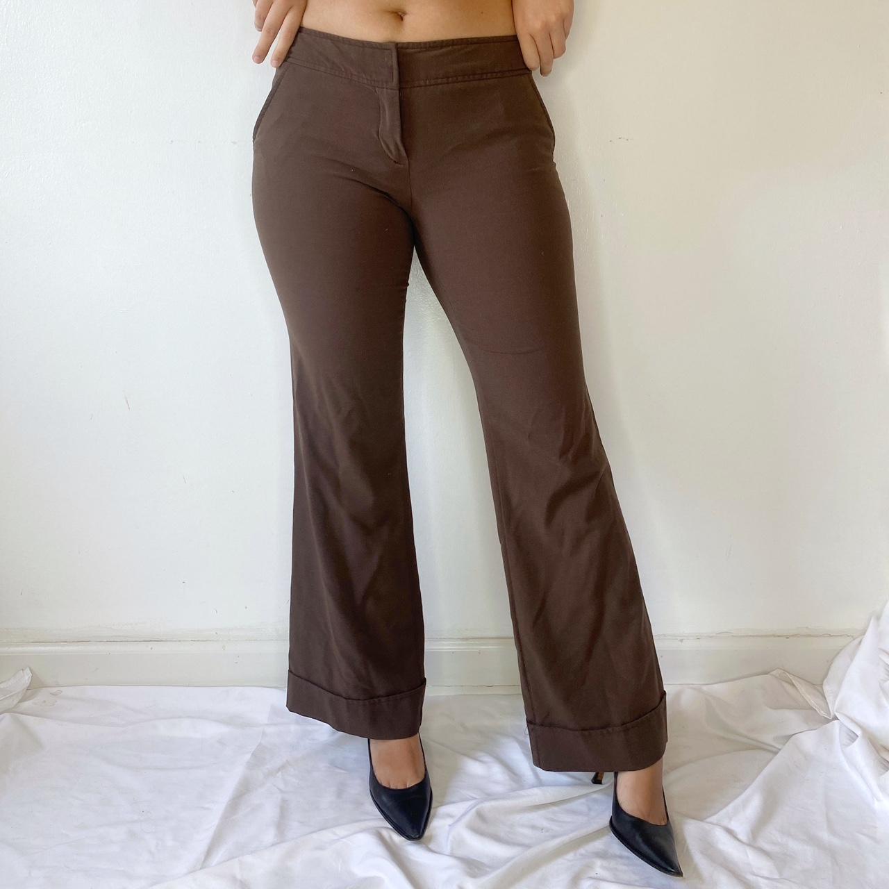 y2k brown dress pants flare. perfect condition. - Depop