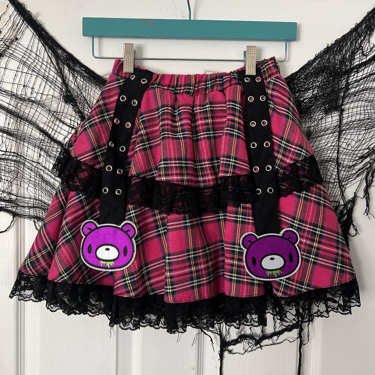 ACDC RAG x Gloomy Bear skirt size xs pink plaid... - Depop