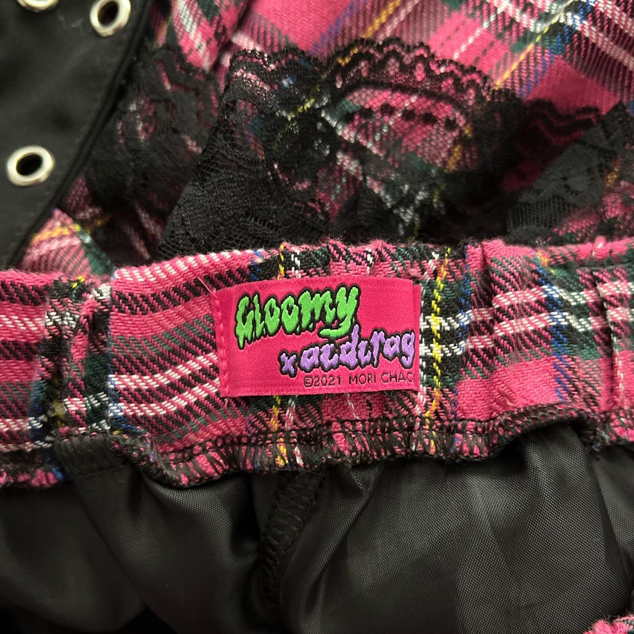 ACDC RAG x Gloomy Bear skirt size xs pink plaid... - Depop