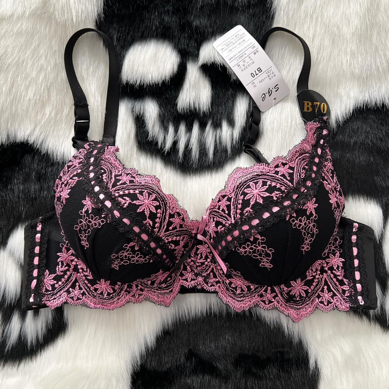 pink-black-lace-bra-japanese-size-b70-equivalent-depop