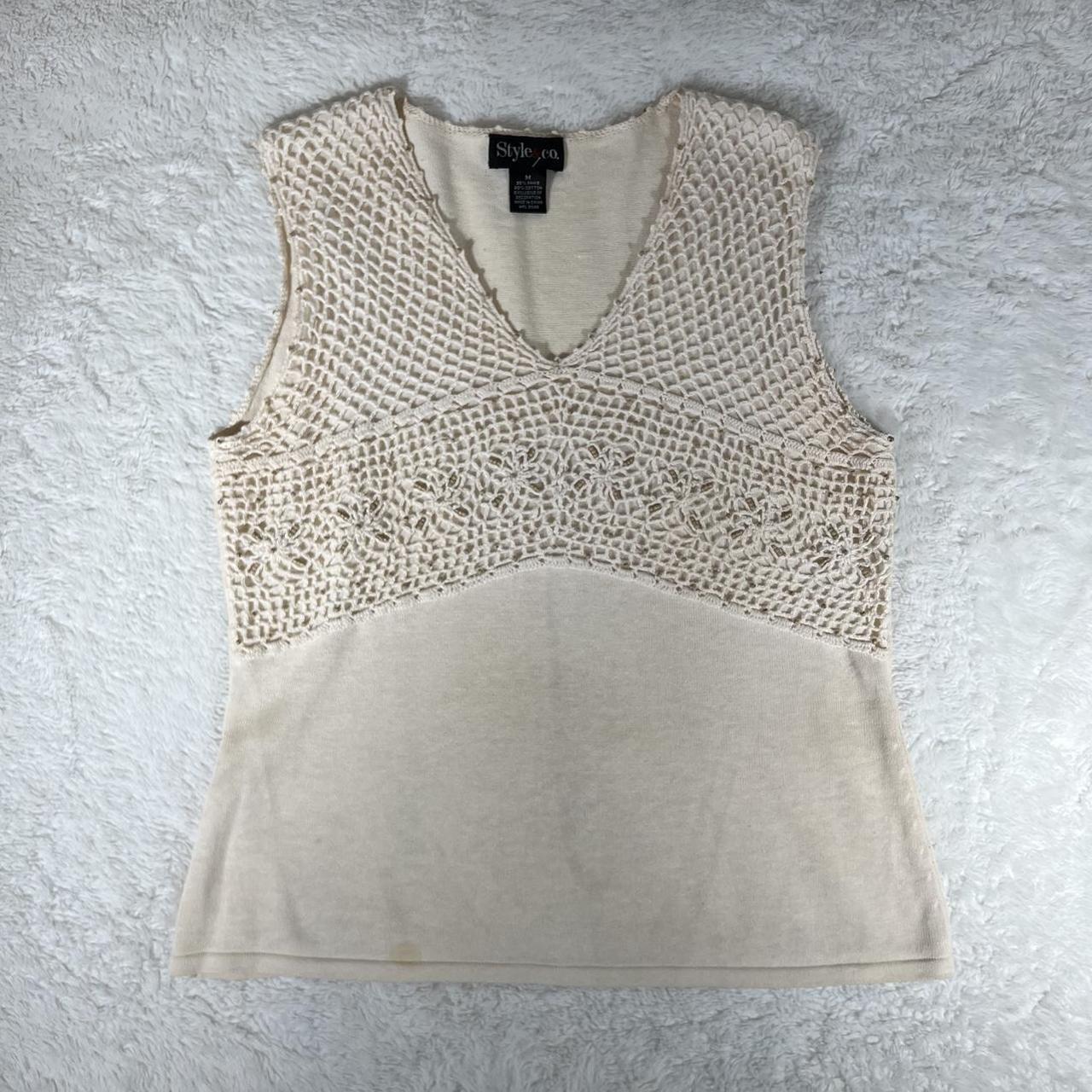 Vintage 90s coquette, hippy girl crotchet tank top 🤍... - Depop