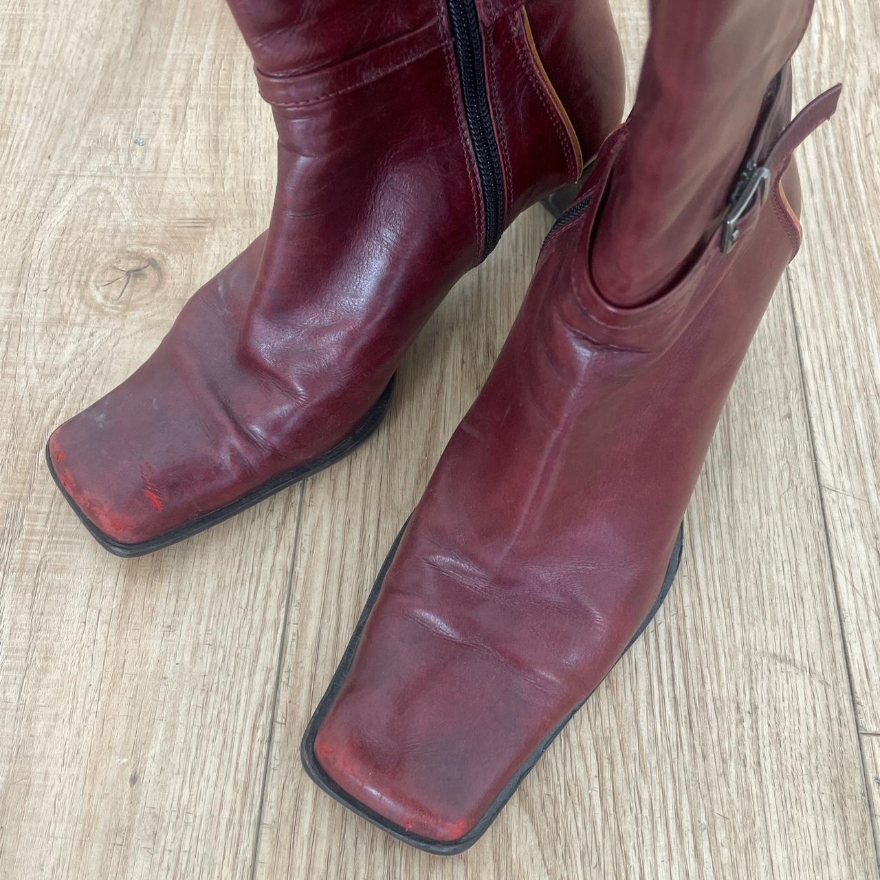 Women's Red and Burgundy Boots | Depop