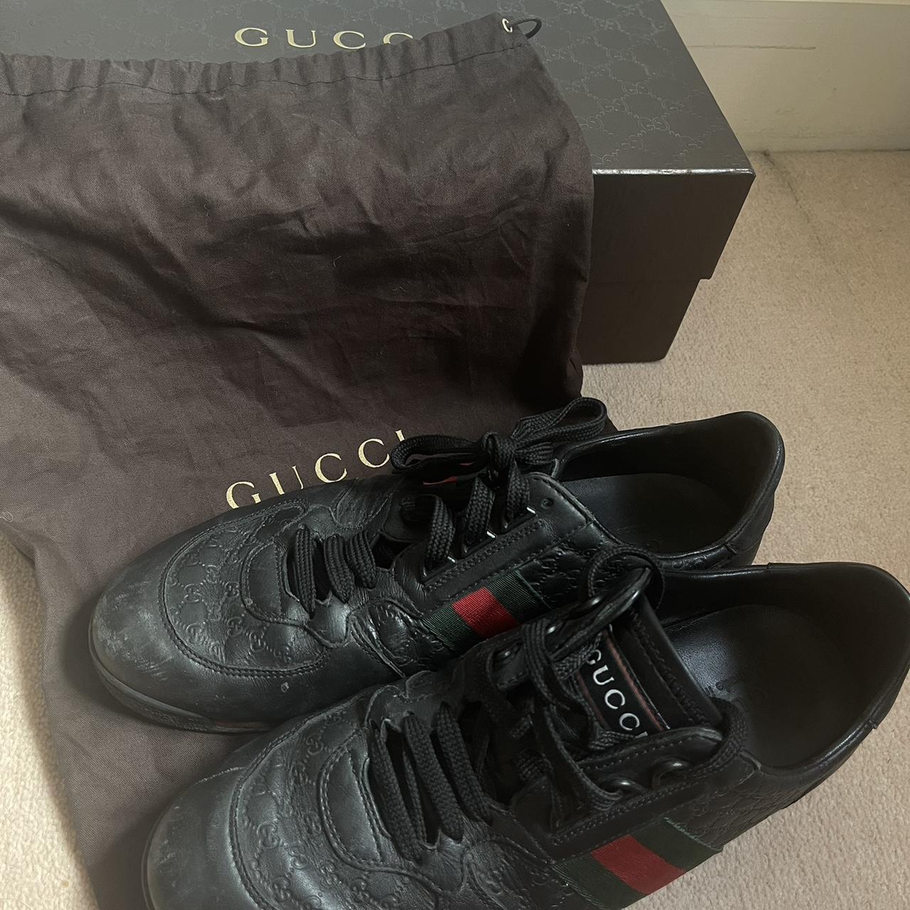 Black Gucci Trainers comes with original box and... Depop