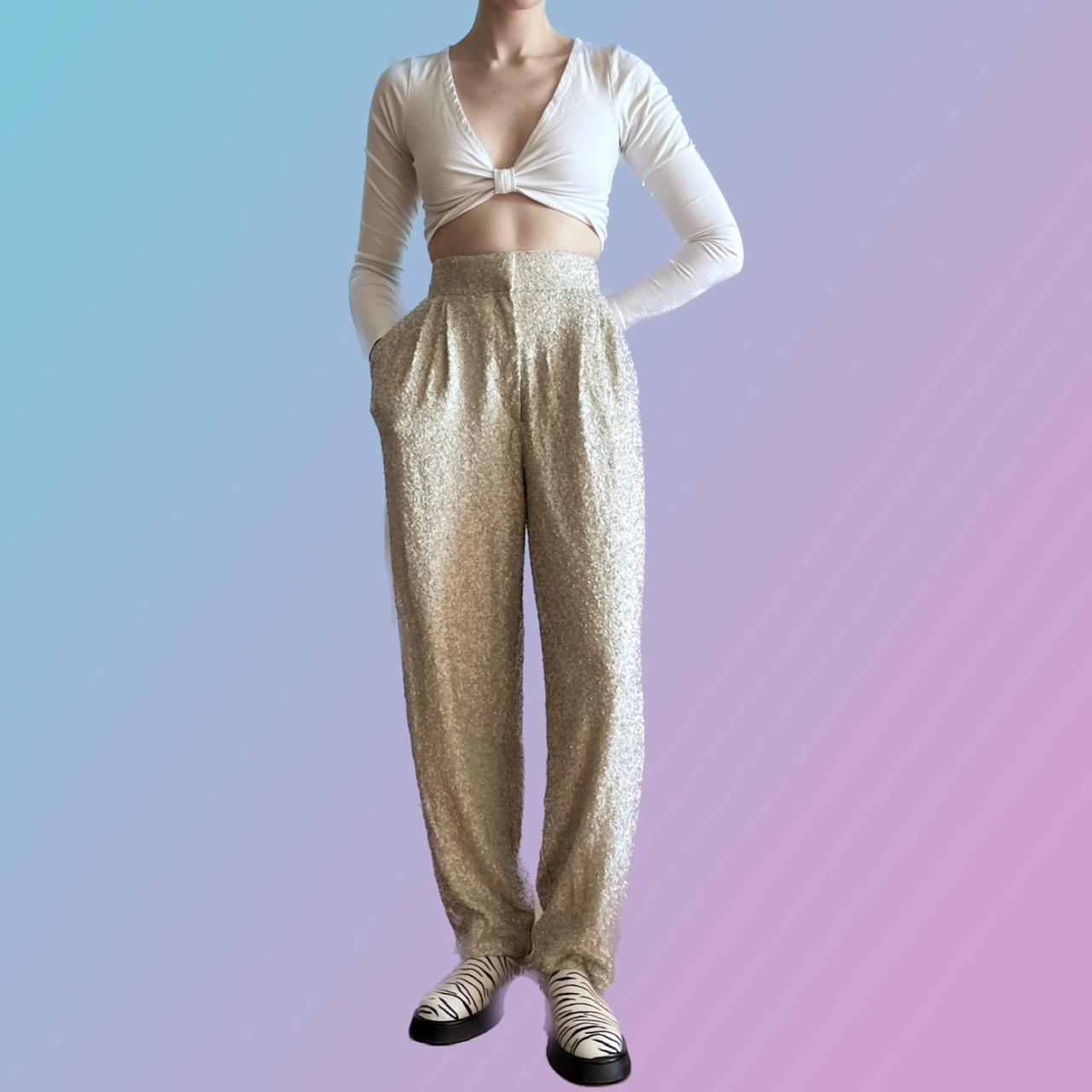 Gold sequin outlet pants h&m