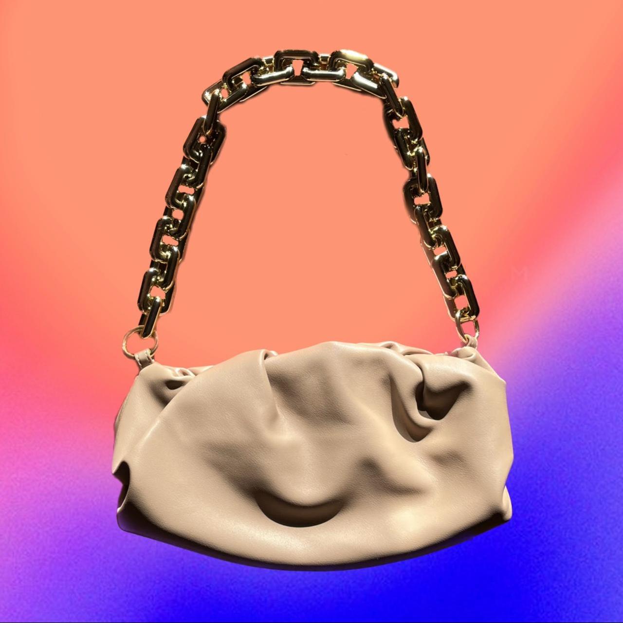 Faux Leather Chain Baguette Bag