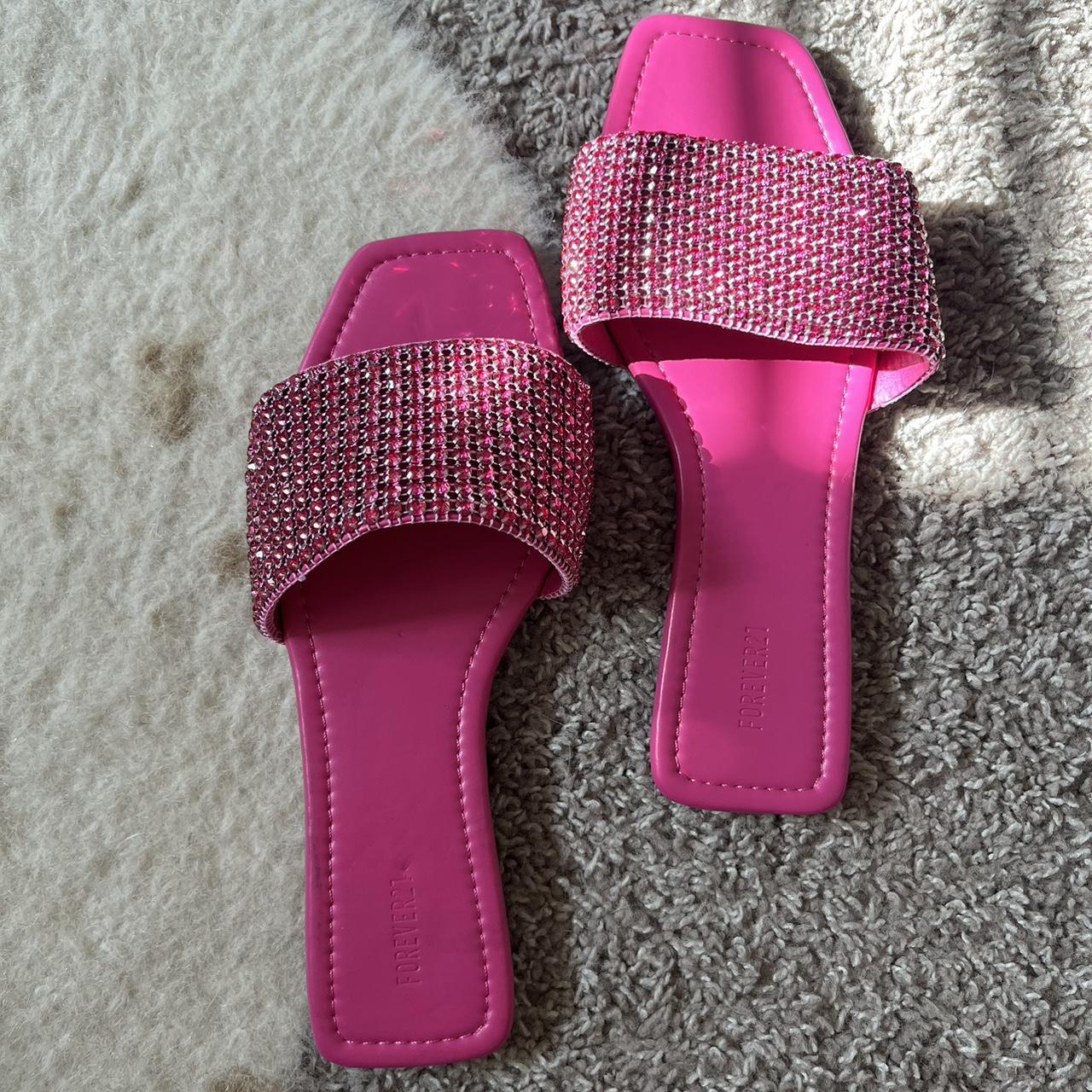 Pink hot sale rhinestone slides