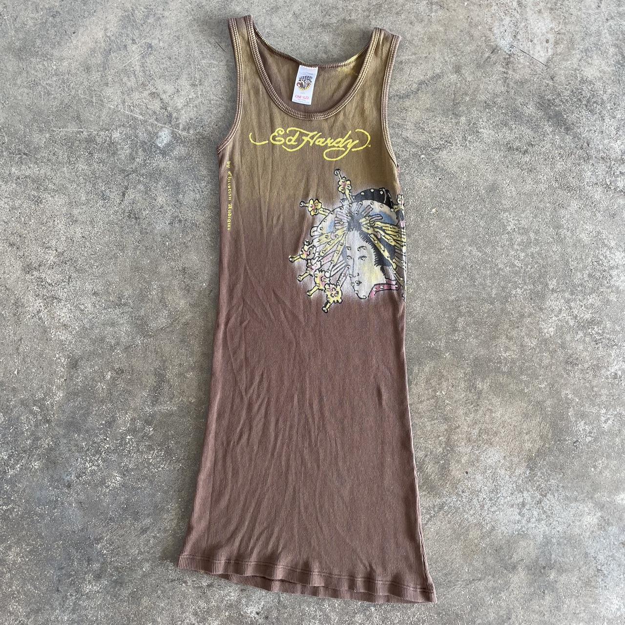 Vintage Ed Hardy Mini Dress one size, 100% cotton,... - Depop