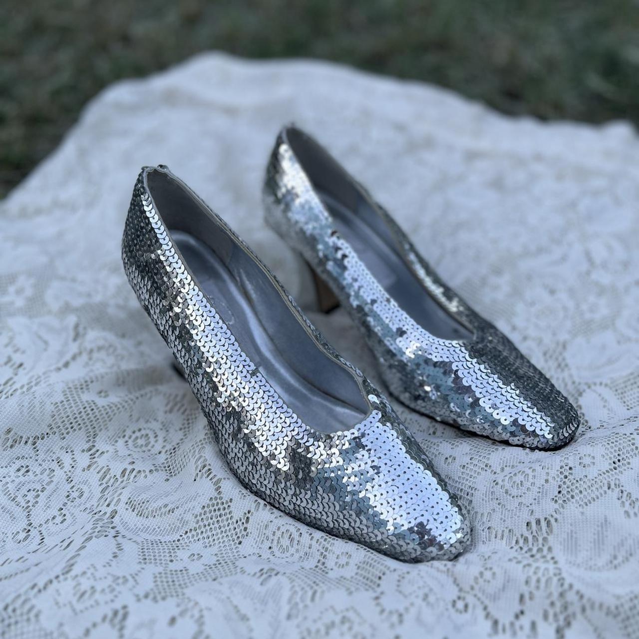 Unique sales silver heels