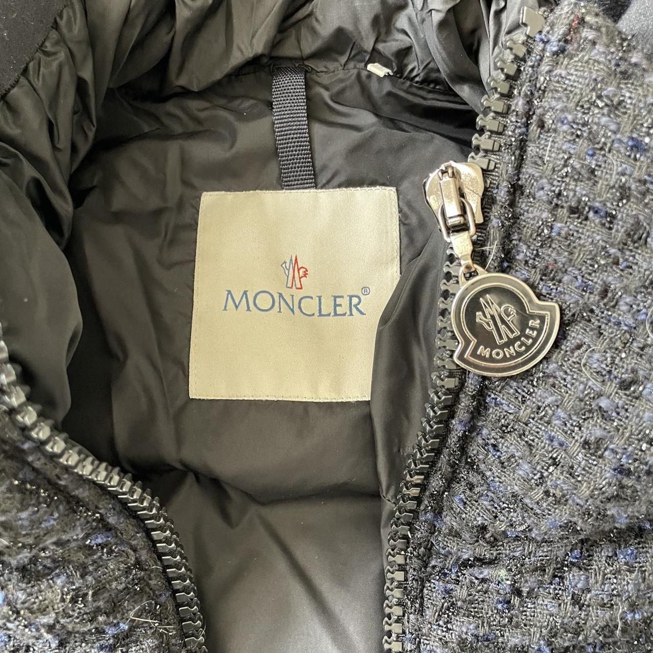 Moncler black and navy tweed puffer jacket. such a... - Depop