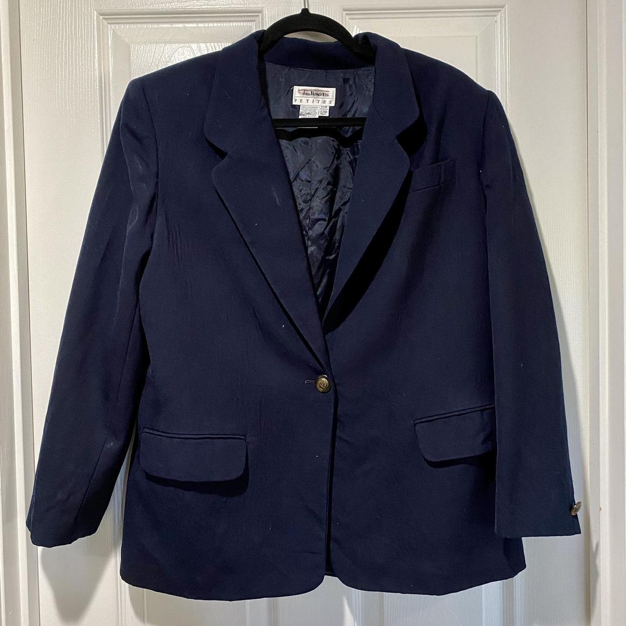 Talbots Petites Navy Blue Gold Button Blazer Jacket Size 2P