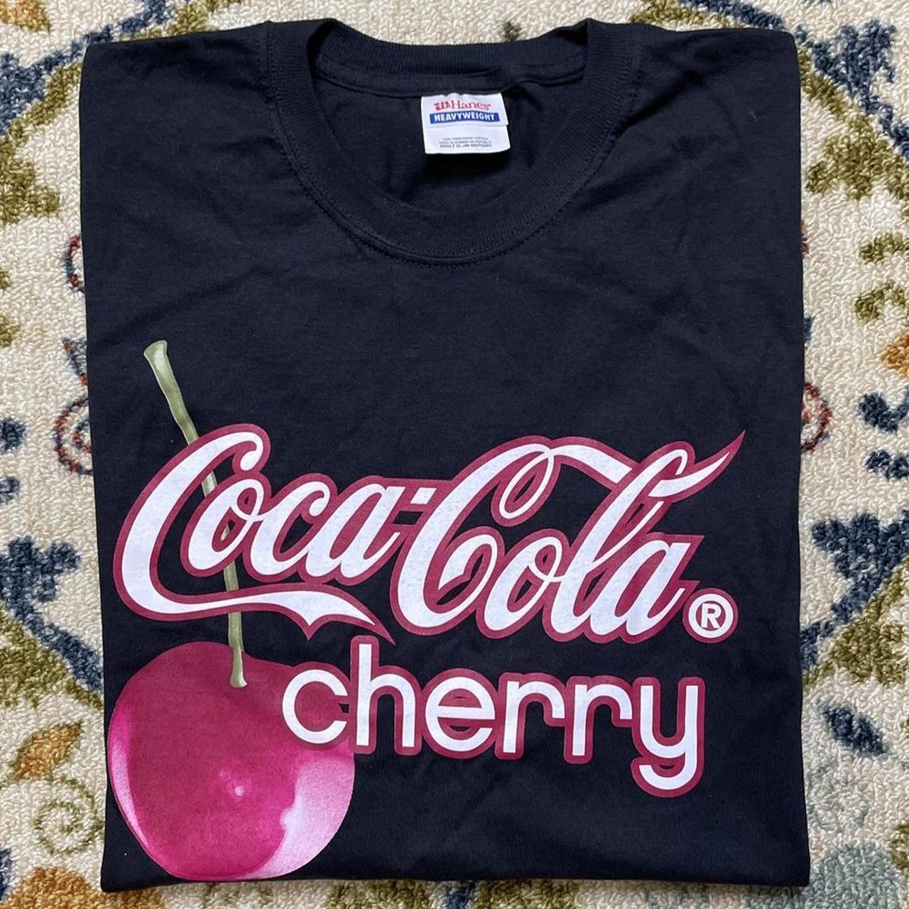 VTG Coca-Cola Cherry Black Graphic Promo Classic... - Depop