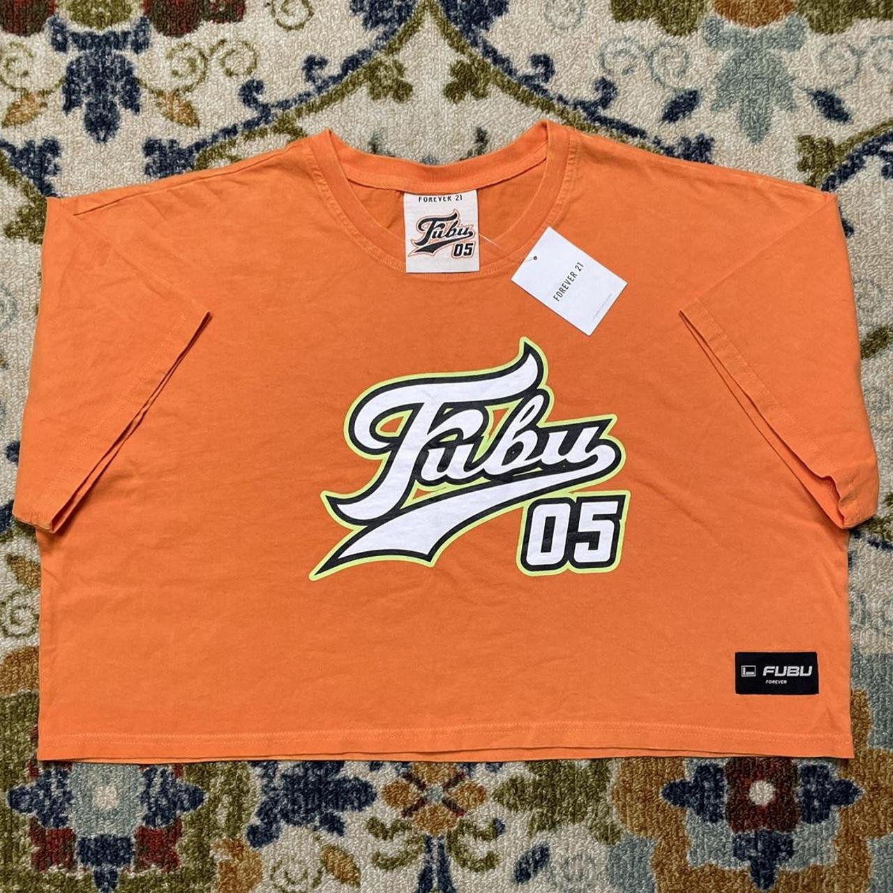 Fubu Forever 21 Orange T Shirt Women's Sz L Short... - Depop