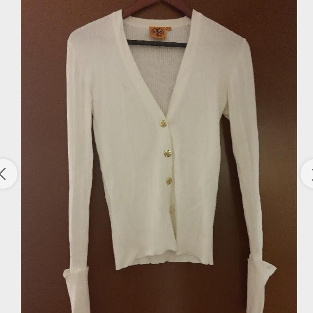 Tory Burch Women's Cream Cardigan | Depop