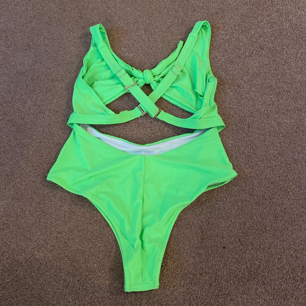 Bright green swimming costume from shein. Adjustable... Depop