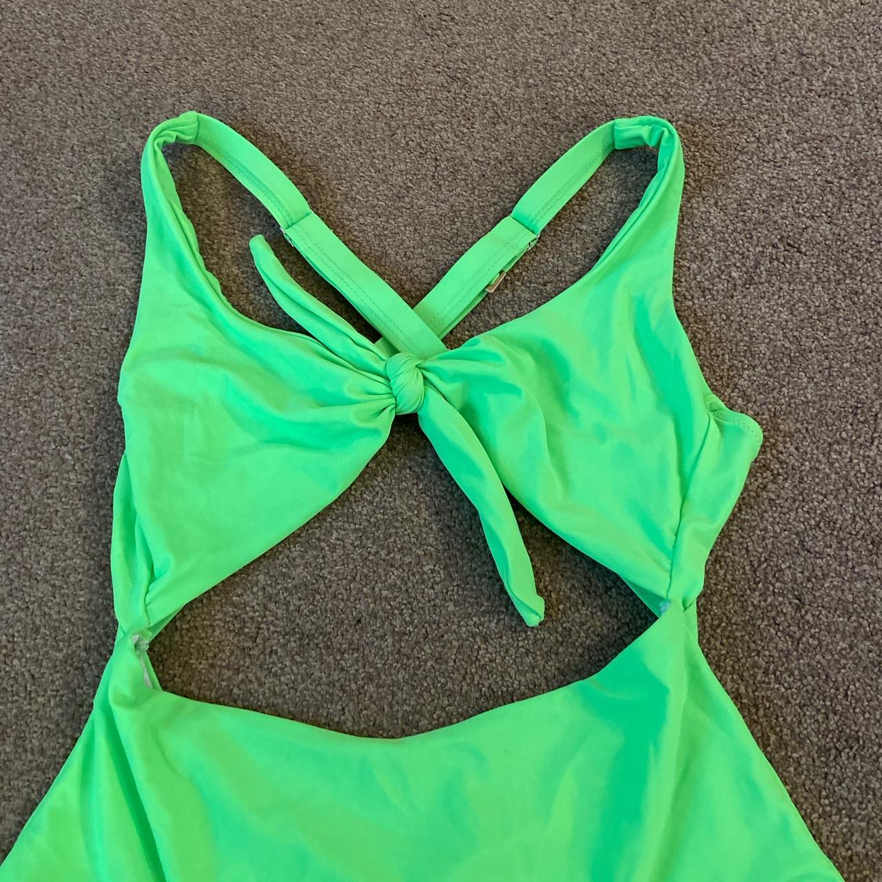 Bright green swimming costume from shein. Adjustable... - Depop