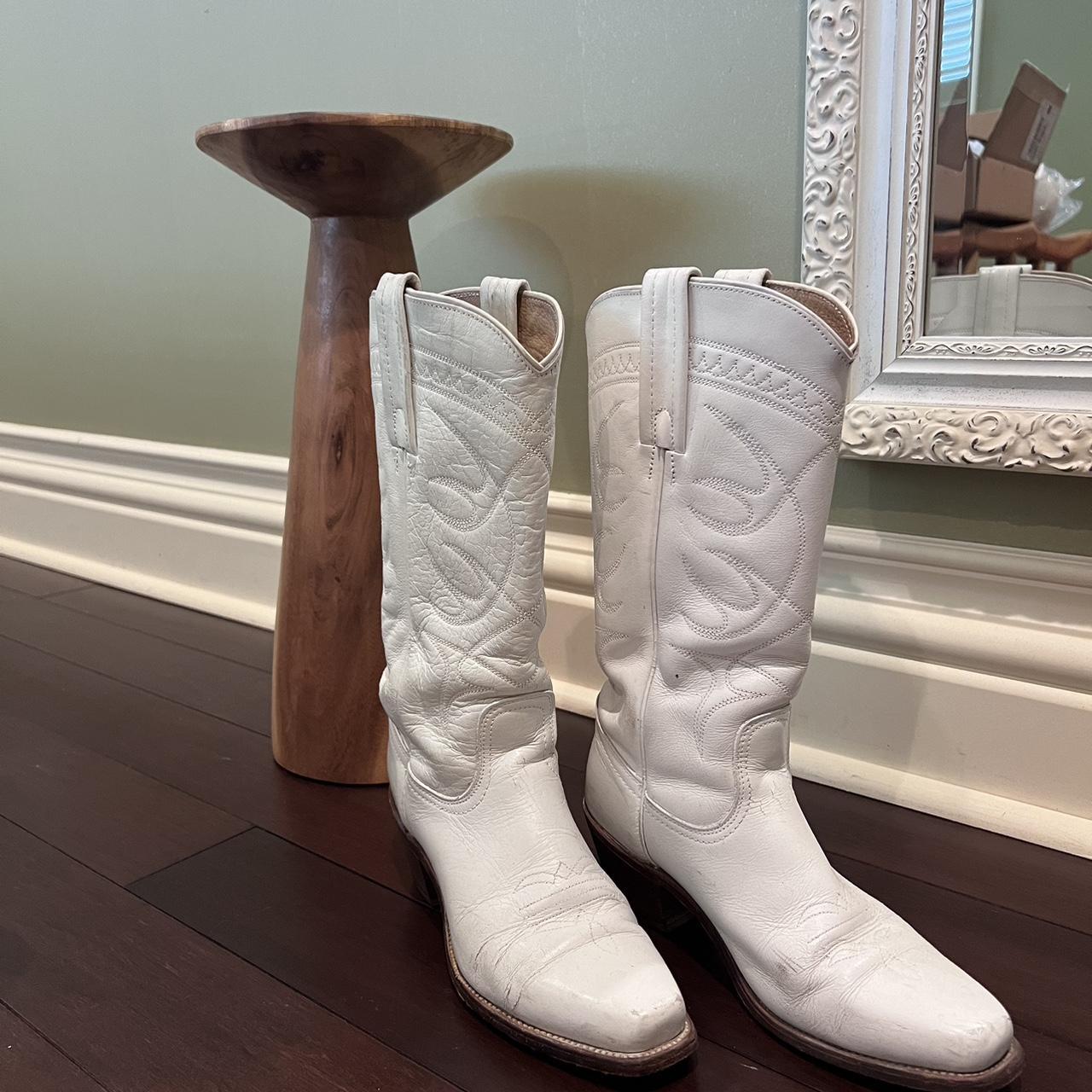 White Frye cowboy boots Frye western boots Frye