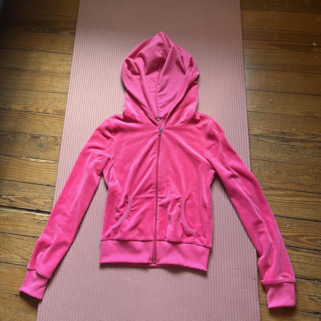 The cutest hot pink velour tracksuit jacket SO. Depop