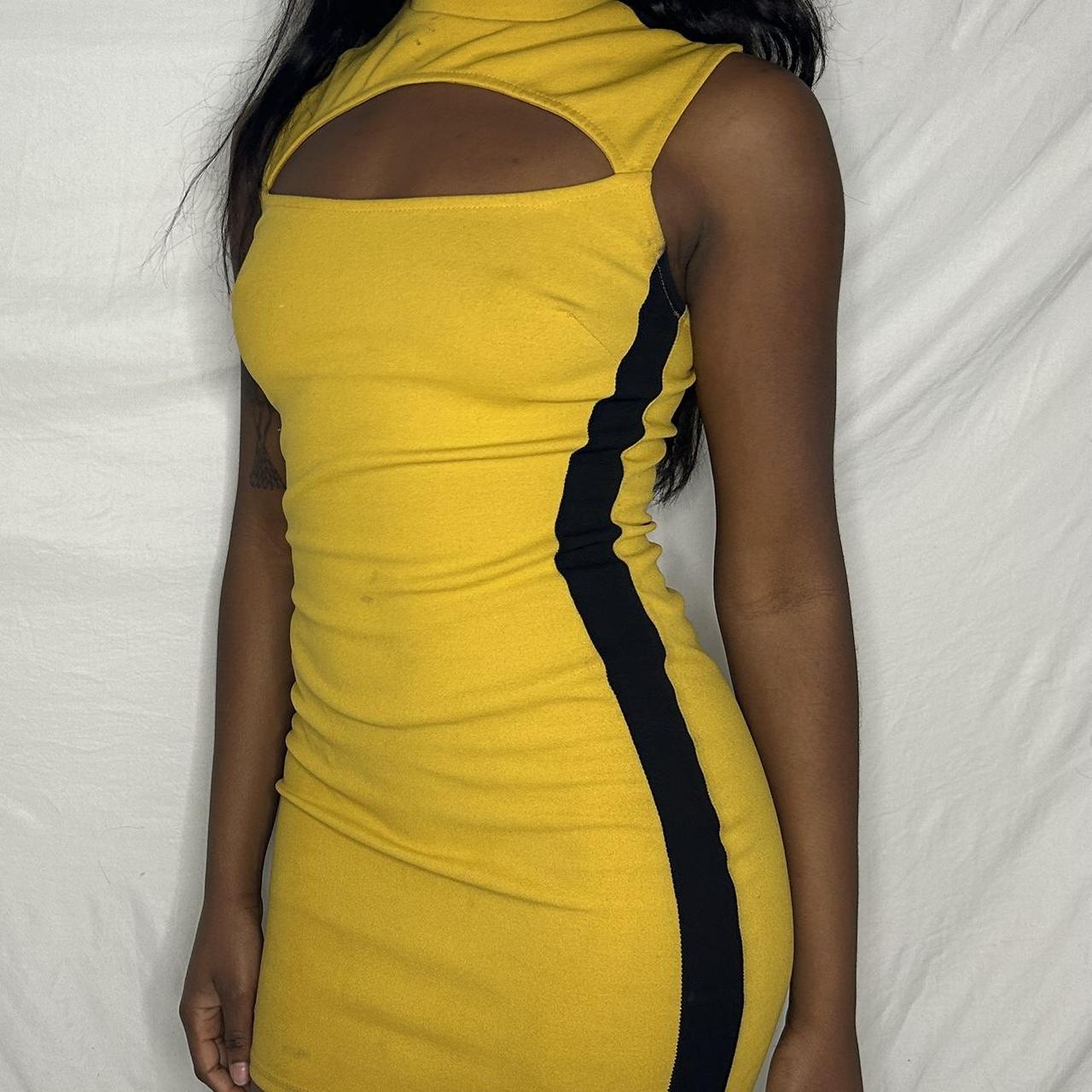 Black and best sale yellow bodycon dress