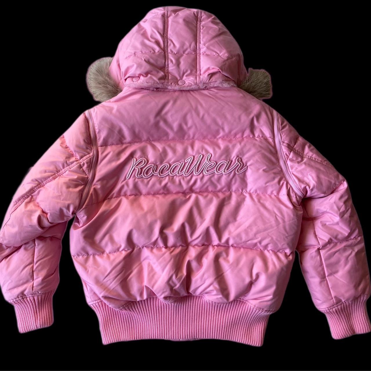 Y2K Rare Bubblegum Pink Rocawear down fur Puffer... - Depop
