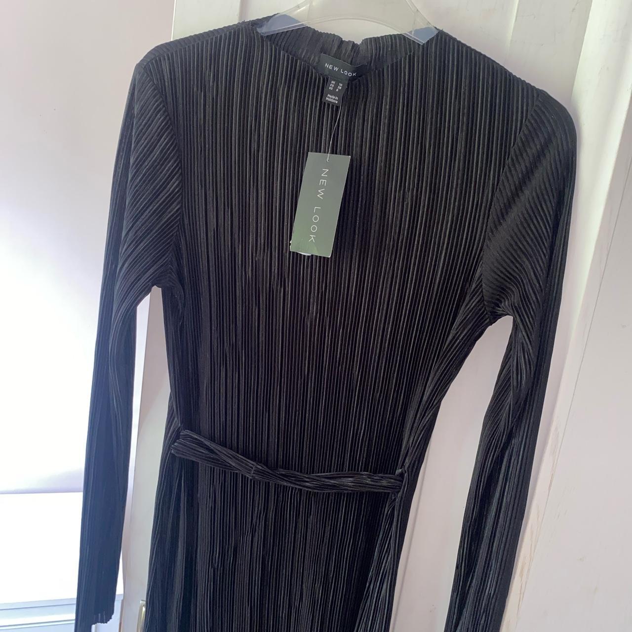 NEW LOOK long sleeved black pleated midi dress with... Depop