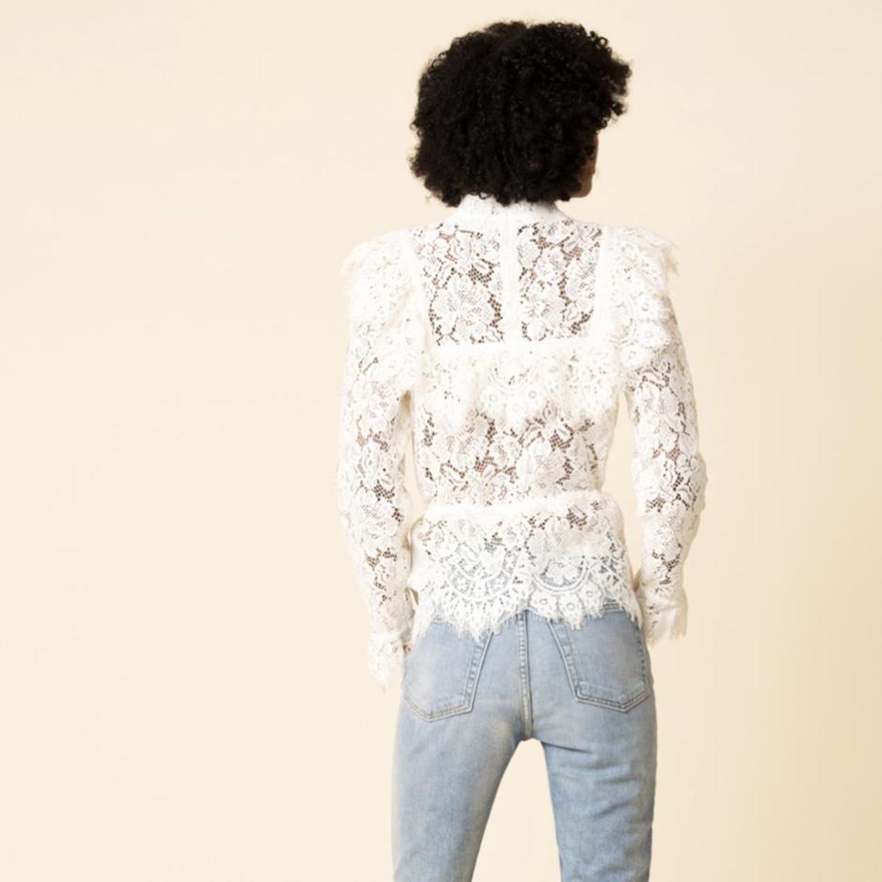 Ganni ecru Jerome eyelash lace blouse featuring Depop
