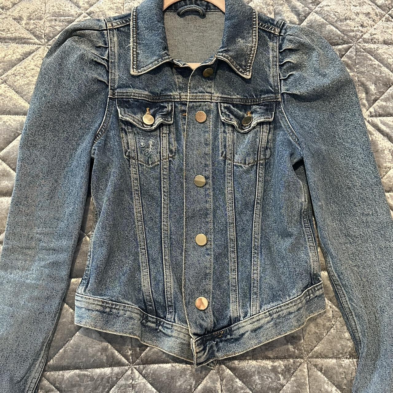 River island puff shoulder denim jacket deals