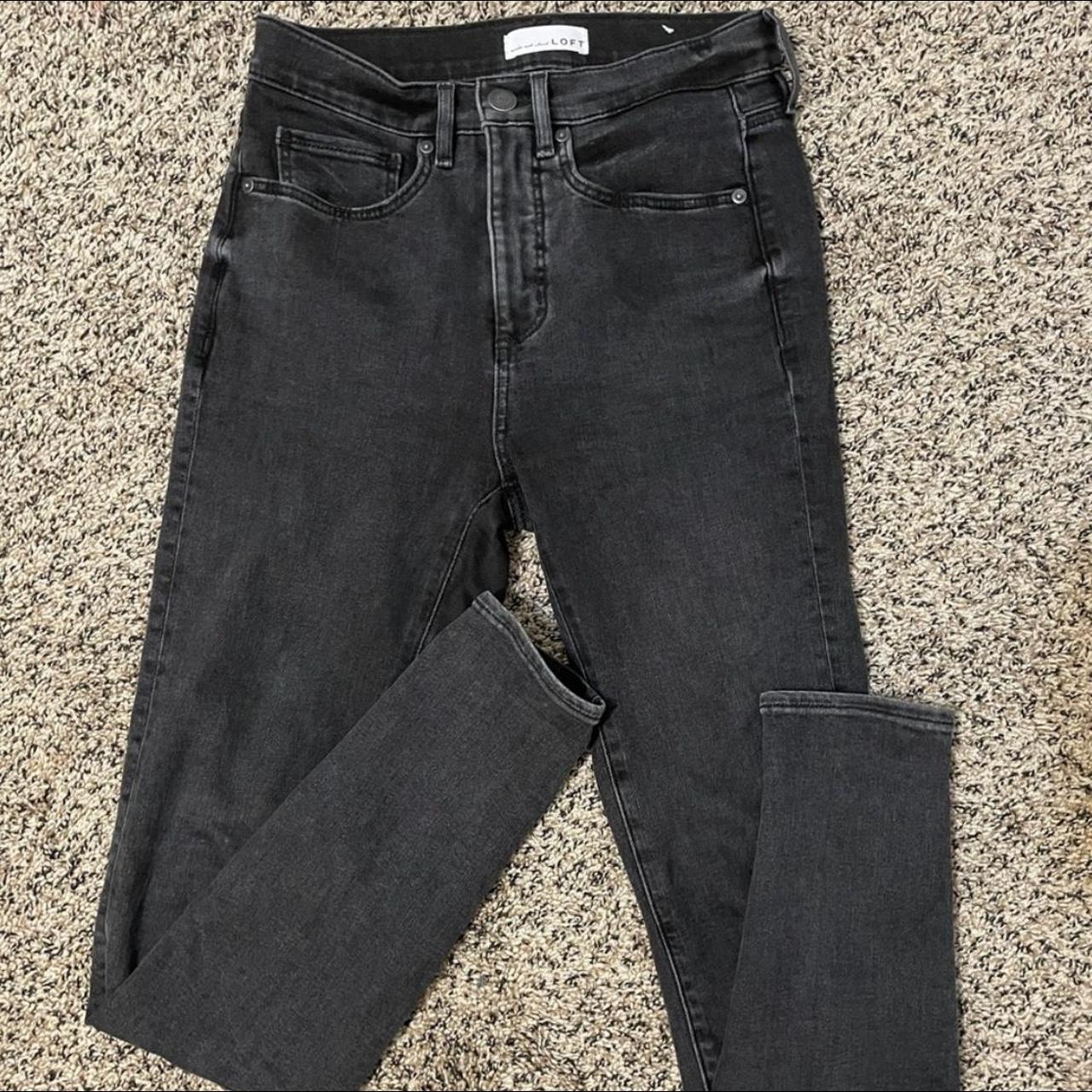 Loft Black Skinny Jeans Has a vintage wash to them - Depop