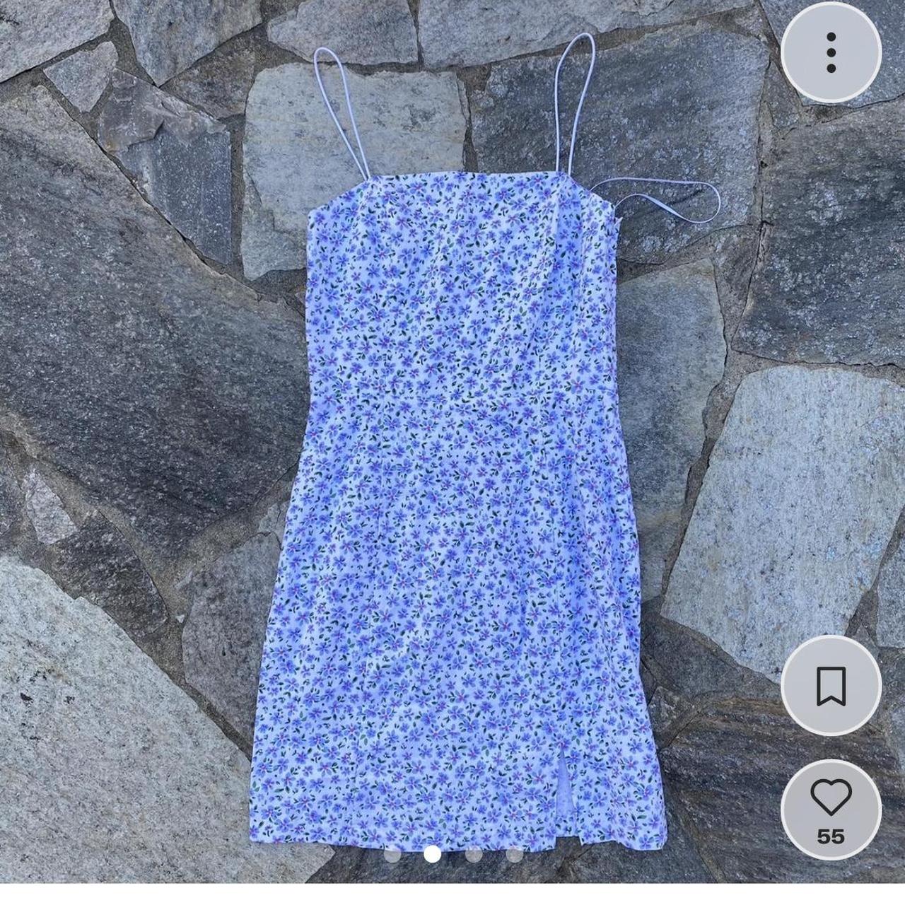 Glassons Blue Floral Mini Slit Dress with Chord... Depop