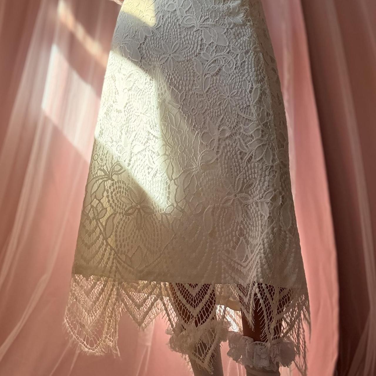 Vintage Women's Polyester Skirt - White/Cream - M… - image 2