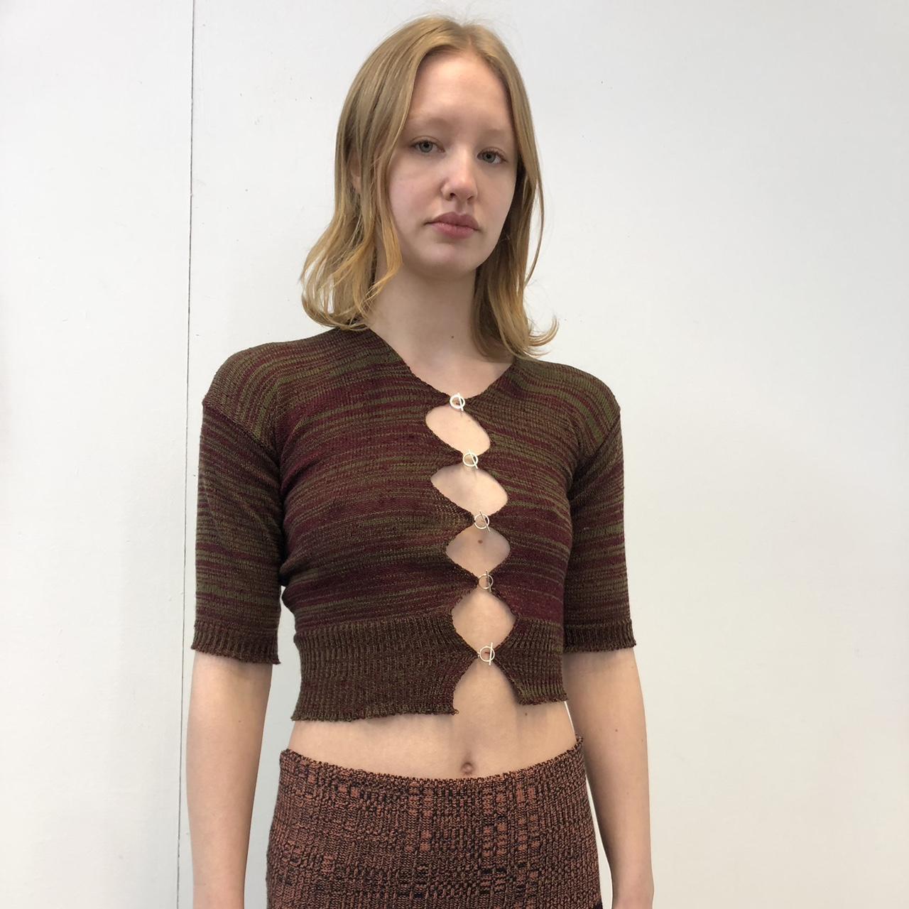 Hand made t bar top knitted from deadstock yarn.... Depop