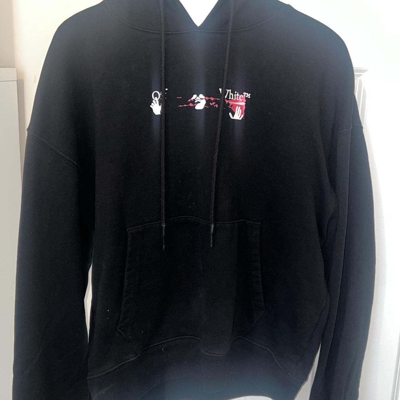 XS Pink and Black off-white hoodie, Worn handful