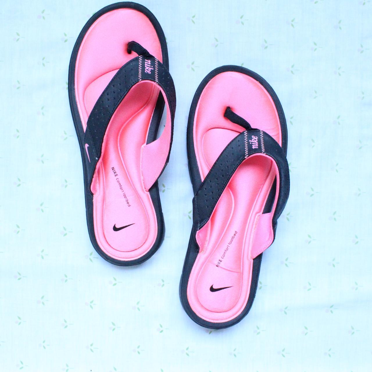 vintage nike hot pink y2k flip flops size 8. Depop