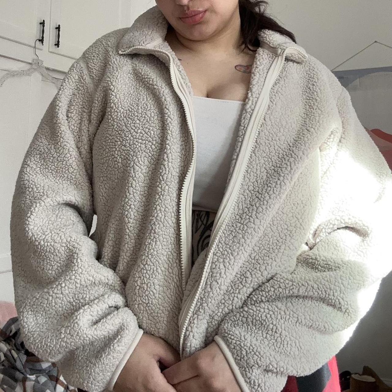 uniqlo cream sherpa jacket very worn faded