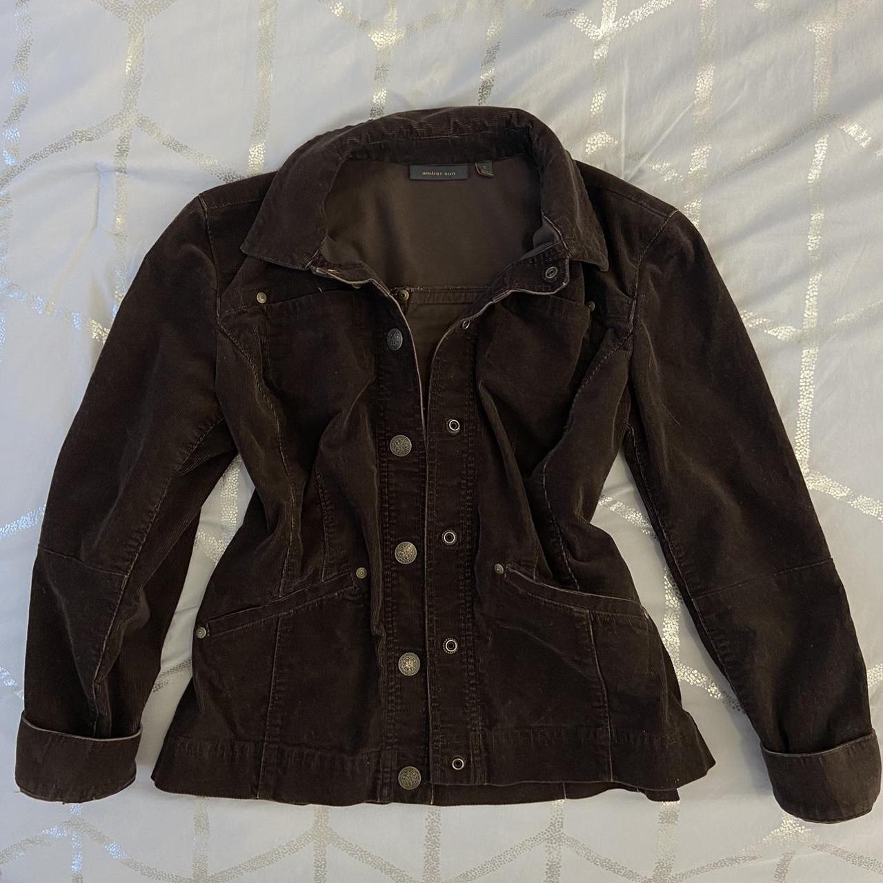 Brown corduroy jean jacket Size small in... - Depop