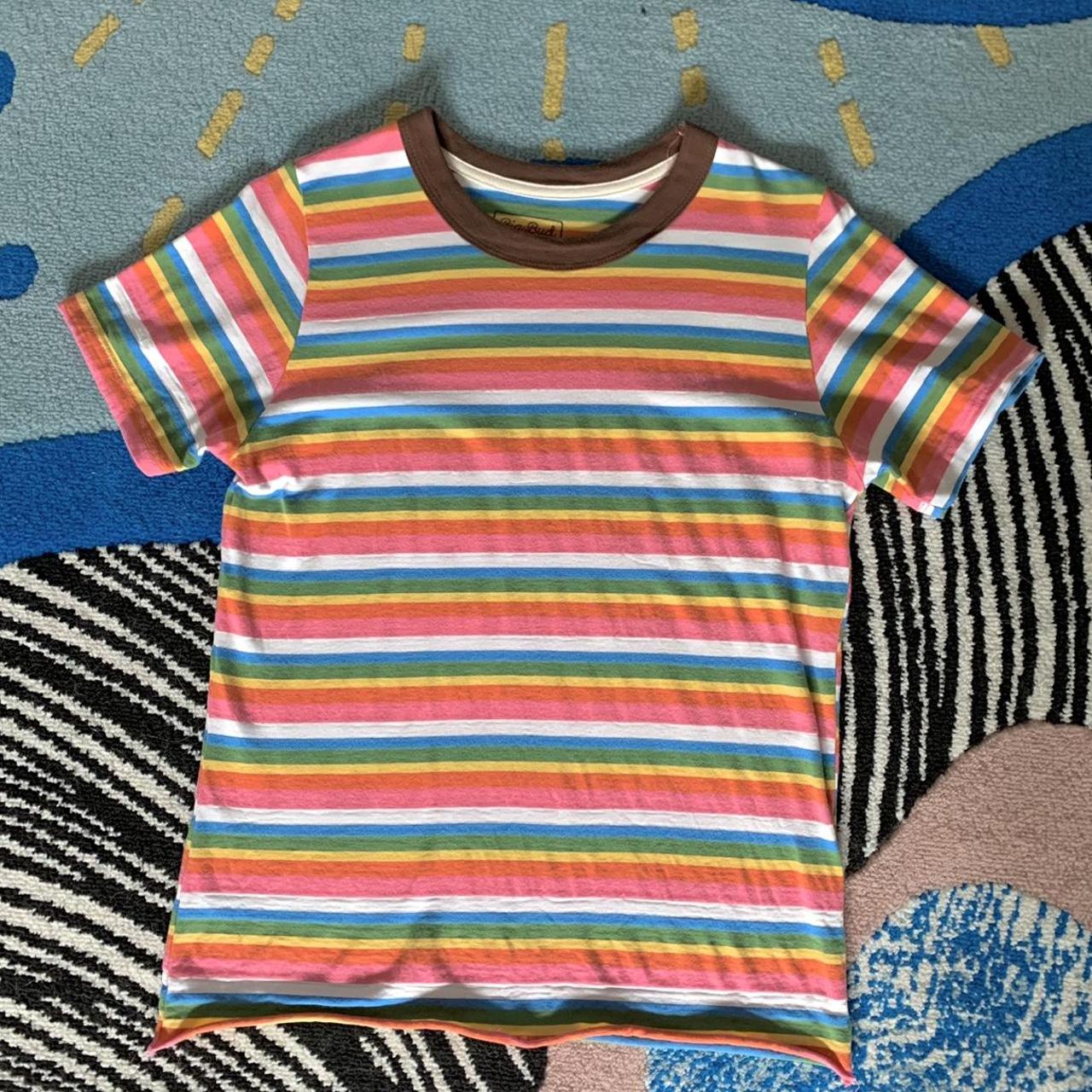 Big Bud Press Rainbow Stripe Ringer Tee RARE Super... - Depop