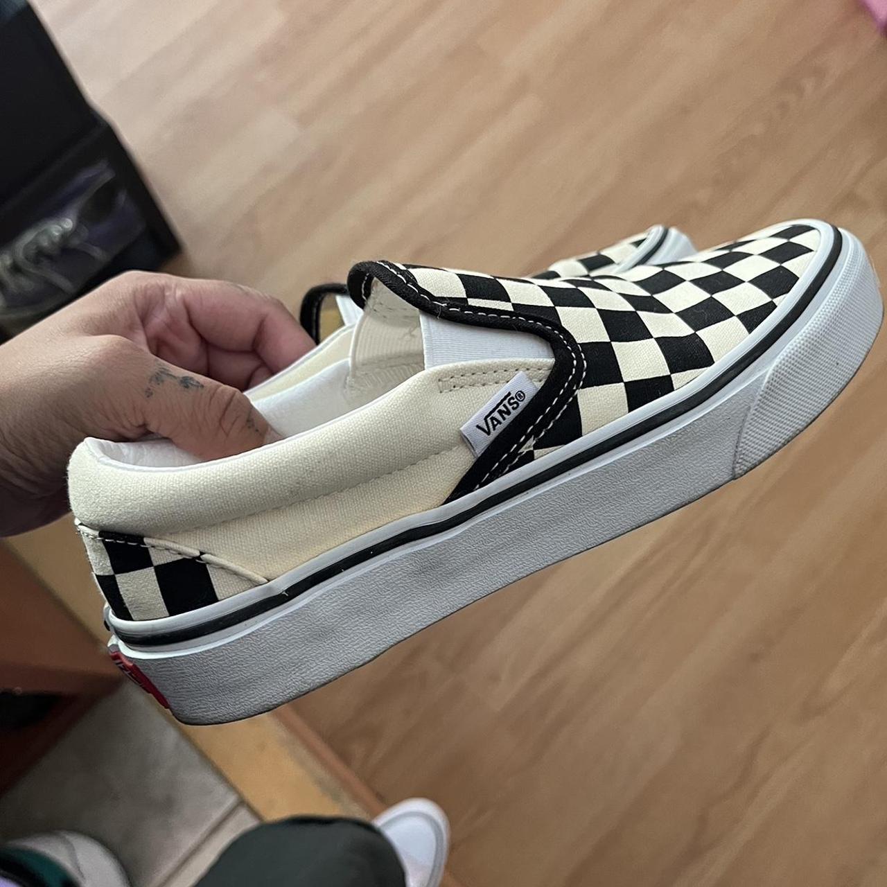 slip on checkered vans 🖤🤍 worn maybe two times - Depop