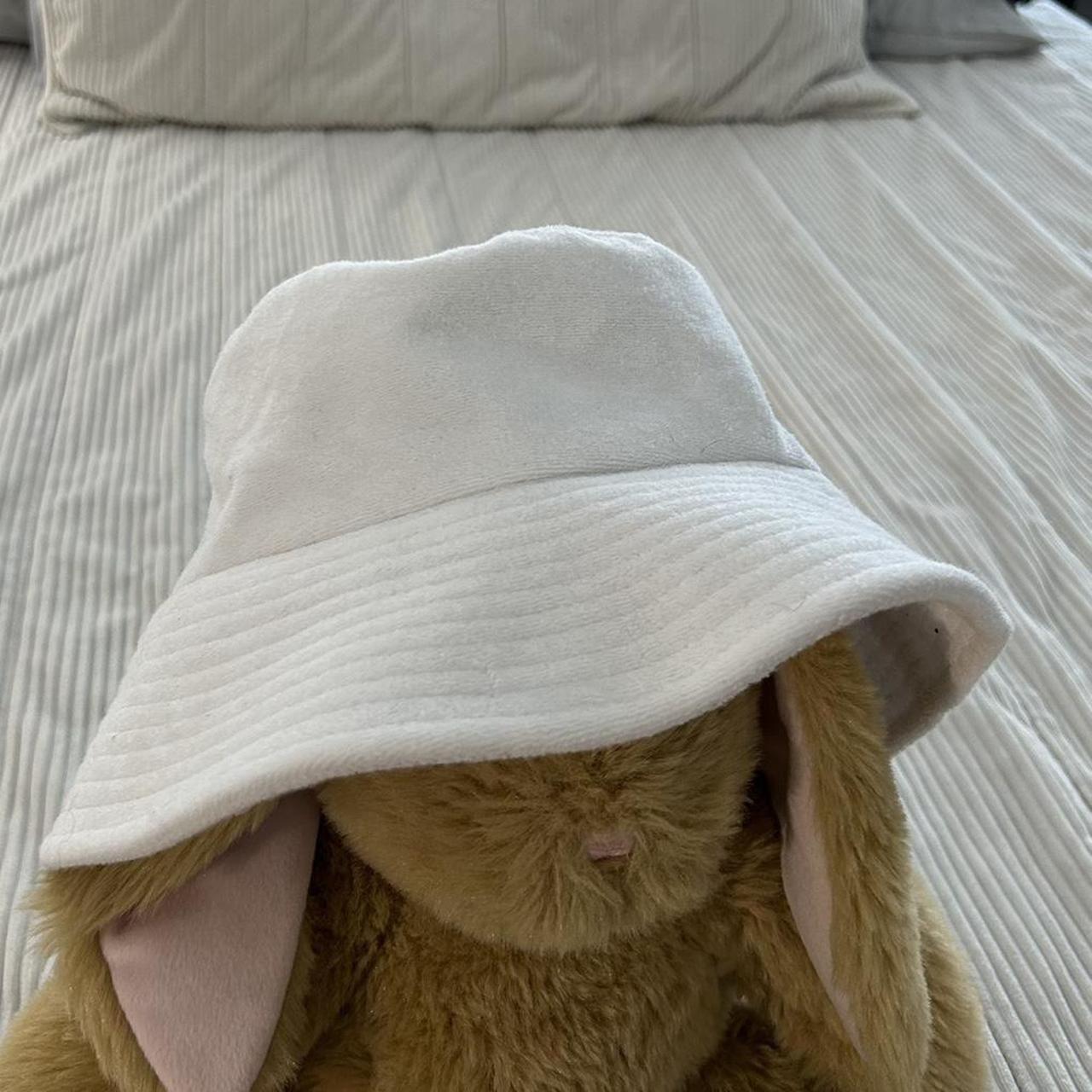 white fuzzy bucket hat NWOT in perfect condition... Depop