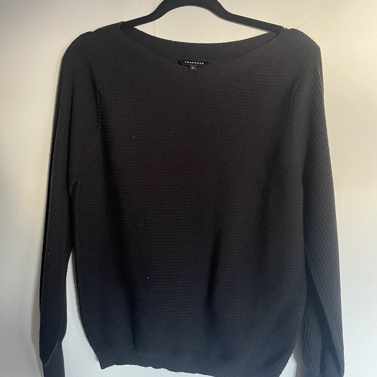 Peacocks Black Long Sleeve Knit Thin Jumper in Size... - Depop