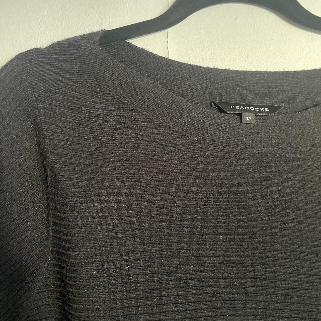 Peacocks Black Long Sleeve Knit Thin Jumper in Size... - Depop