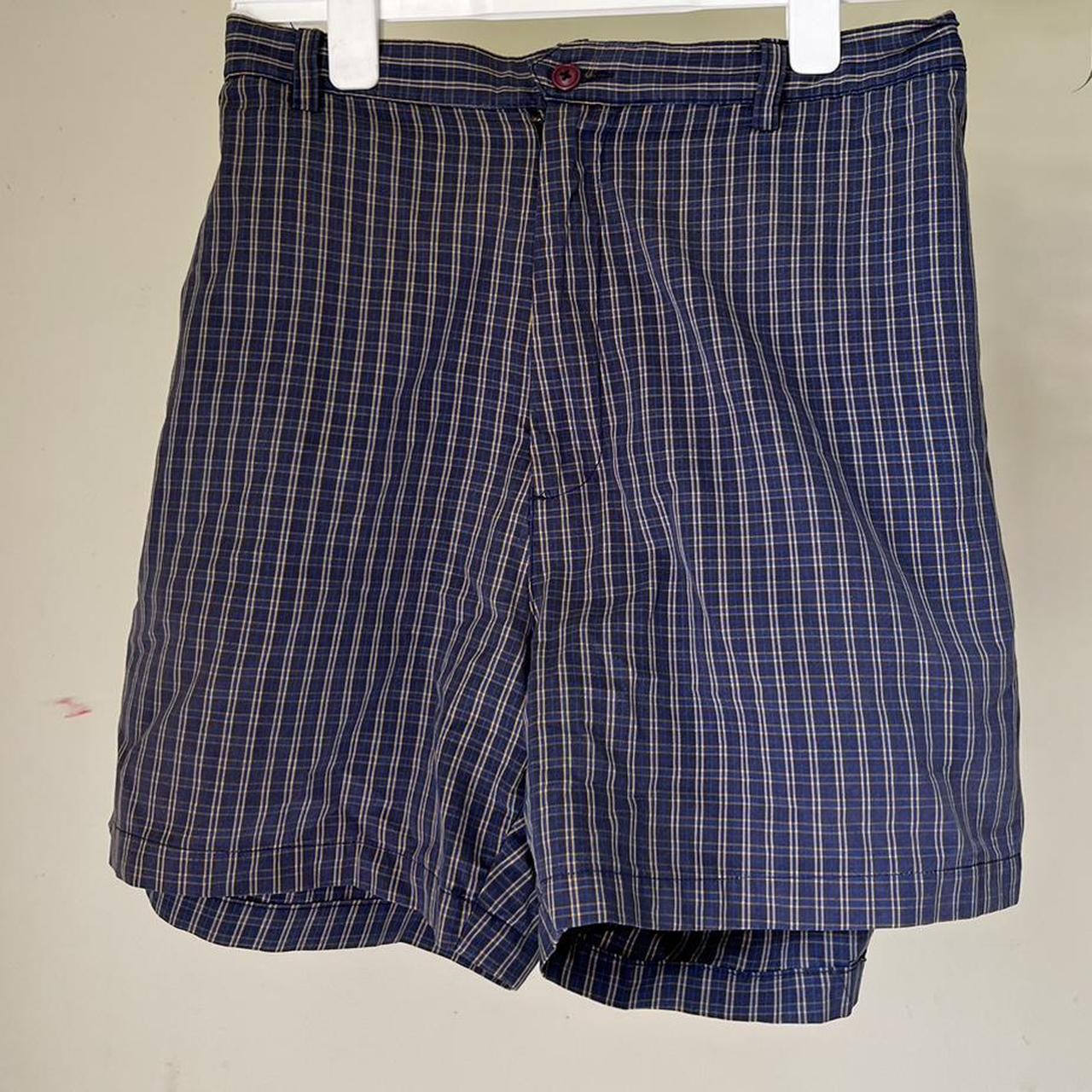 the coolest blue plaid jorts / long shorts. size xl... - Depop