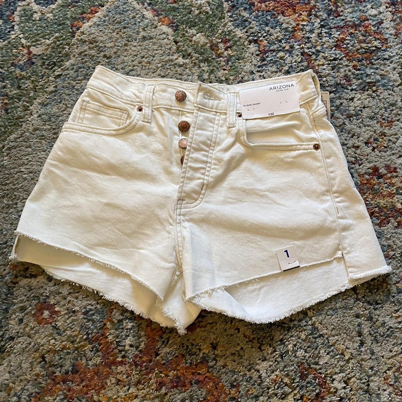 BNWT white Arizona cutoff jean shorts with copper... - Depop
